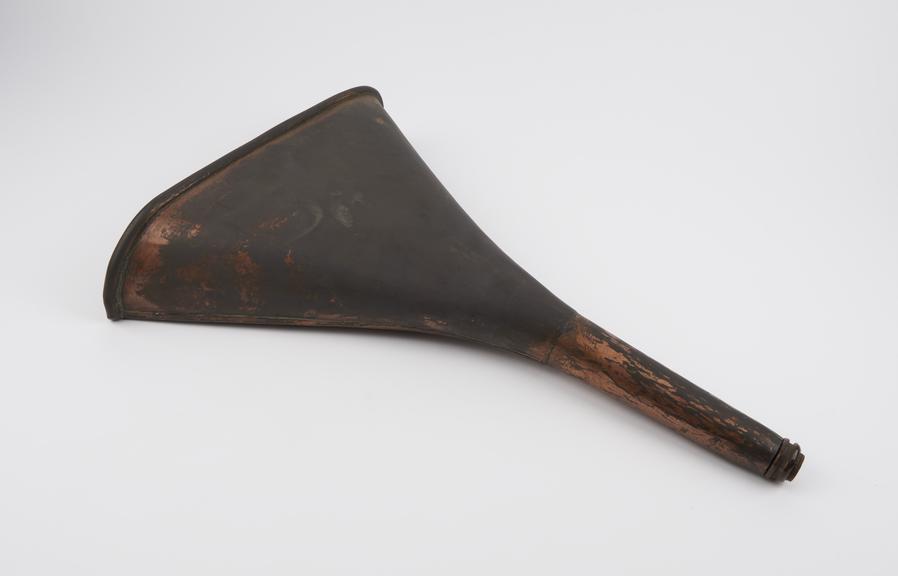 Funnel, flattish, lacquered copper, late C19, European