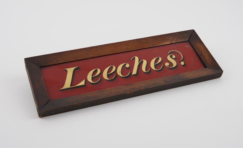 Shop sign advertising leeches