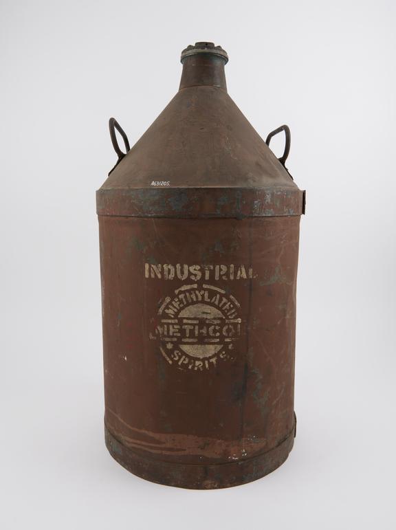 Carboy for methylated spirits, tinplate, used in N.J