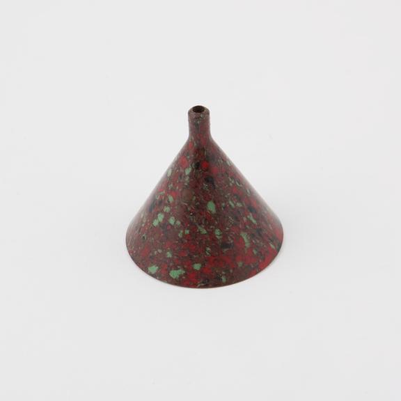 Small reddish-green funnel for spirits flask