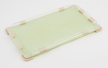 Green tray, rim made of perspex strips