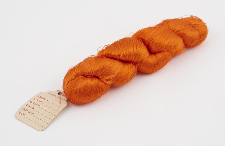 Orange viscose skein labelled FORM NO.L.5092.7/32.....'.'