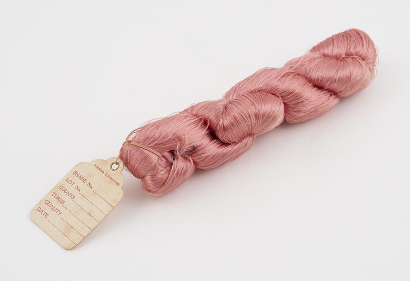 Rose pink viscose skein labelled FORM NO.L.5092.7/32.....'.'