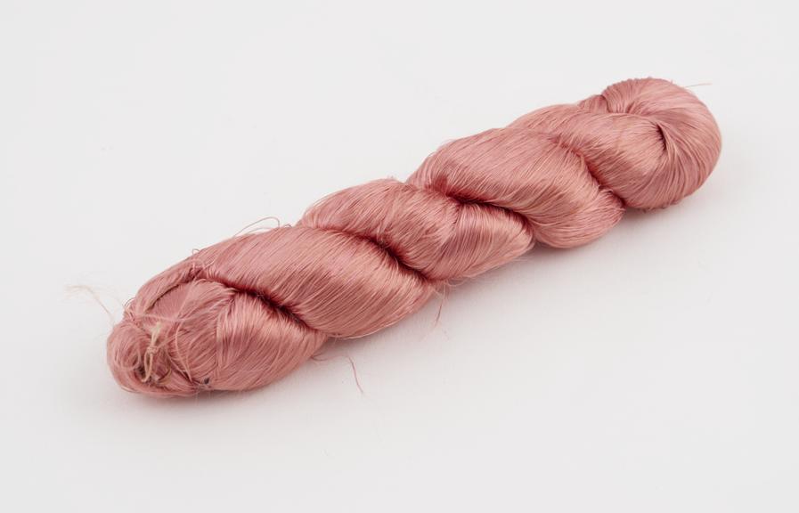 Rose pink viscose skein.