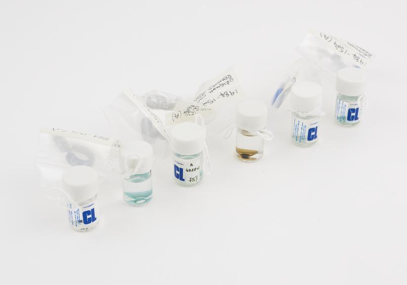 Six samples of cosmetic soft contact lenses, five coloured