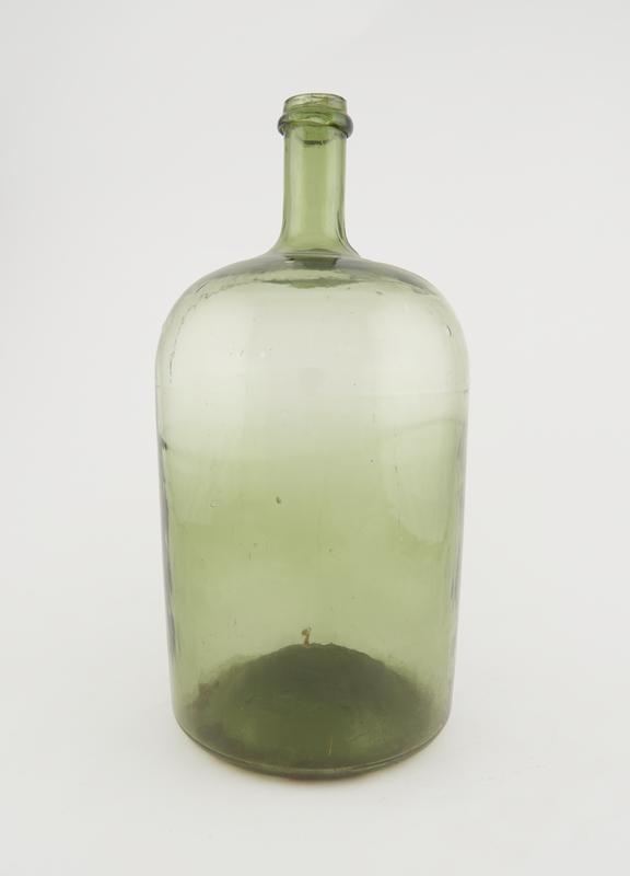 Storage bottle, green glass, unlabelled, English