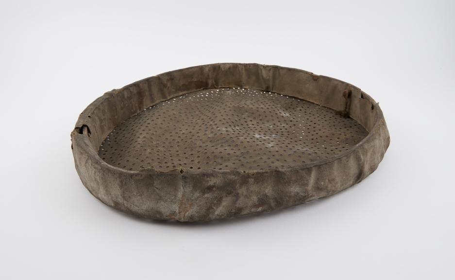 C19 wood and leather pharmacy sieve