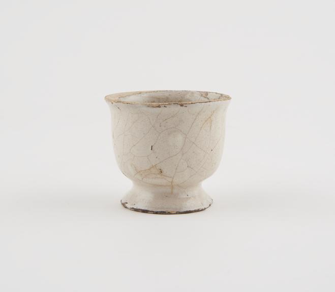 Earthenware dispensing pot, tin-glazed, possibly London