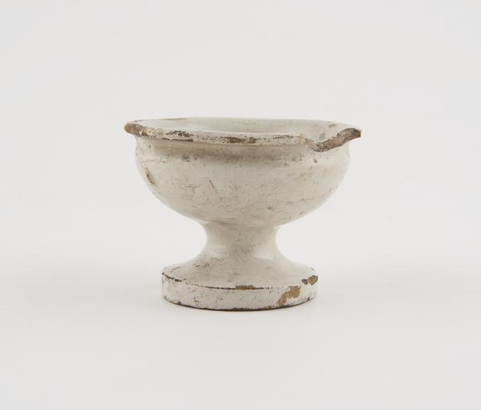 Earthenware dispensing pot, tin-glazed, about 1780-1850