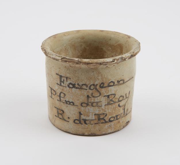 Earthenware dispensing pot, tin-glazed, 1760-1850