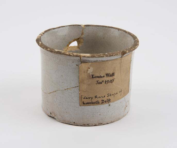 Earthenware dispensing pot, tin-glazed, 1720-1800