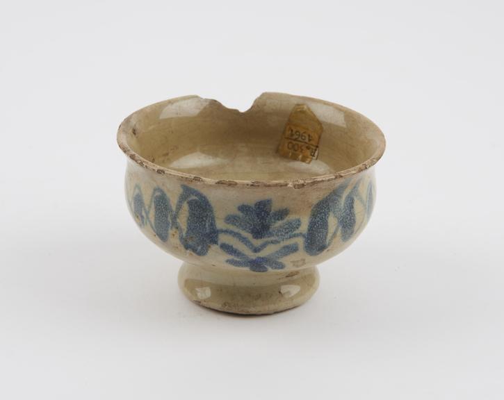 Earthenware dispensing pot, tin-glazed, painted, 1740-1800