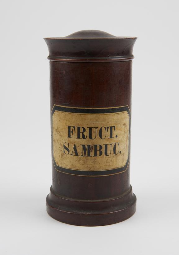 Storage jar, wood, varnished, for sambucus fruit, European