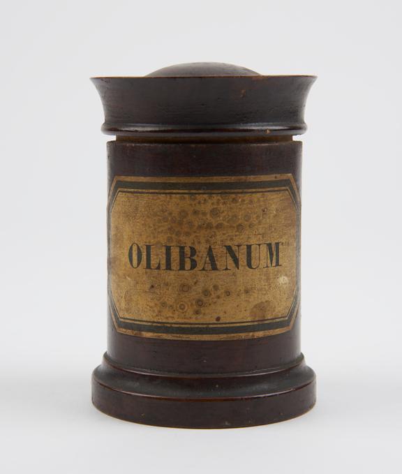 Storage jar, wood, for olibanum, European