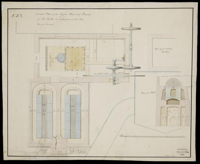 Ground plan of the engine house and framing for the 'Hon'ble the Commissioners of the Navy'