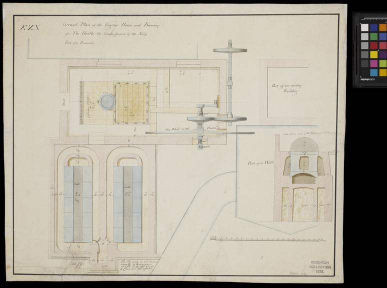 Ground plan of the engine house and framing for the 'Hon'ble the Commissioners of the Navy'