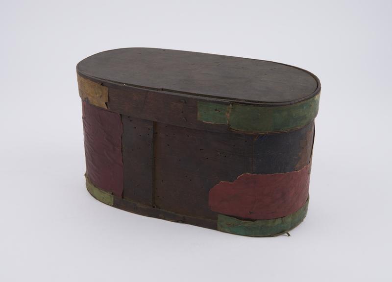 Wooden herb box, ends covered in coloured paper