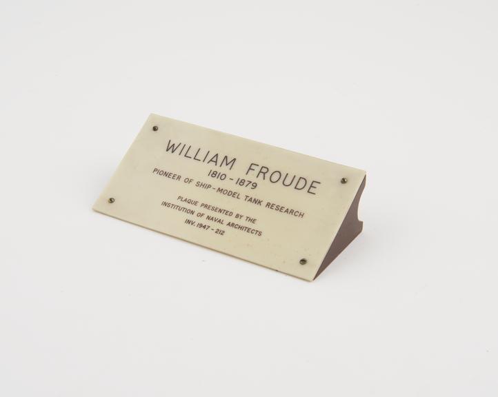 Plastic informational plaque for the brass portrait of William