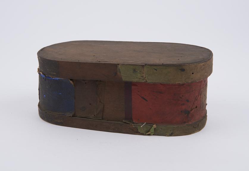 Wooden herb box, ends covered in coloured paper