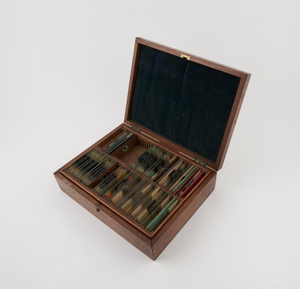 Cabinet containing various microscope slides