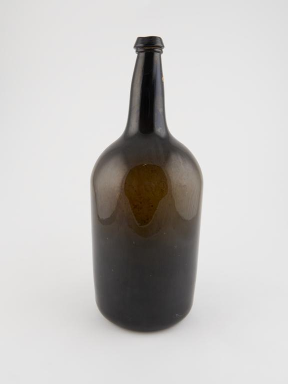 Bottle, probably for wine, dark green glass, Europe, 1751-1900