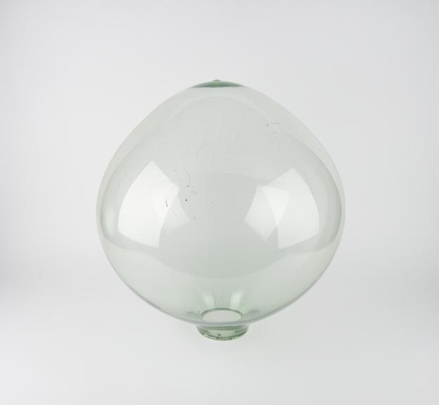 Spherical glass flask lacking neck