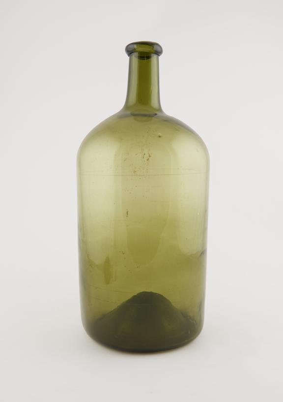 Large green glass bottle, unlabelled, 19th century