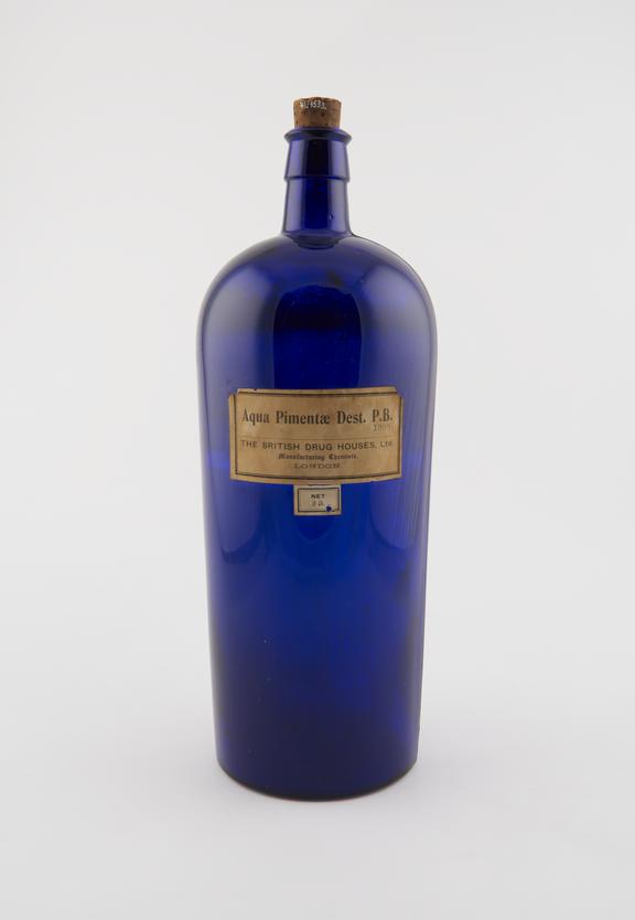 Winchester storage bottle, cobalt blue glass