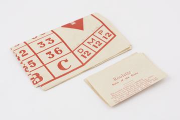 Rules leaflet and stake cloth for roulette wheel