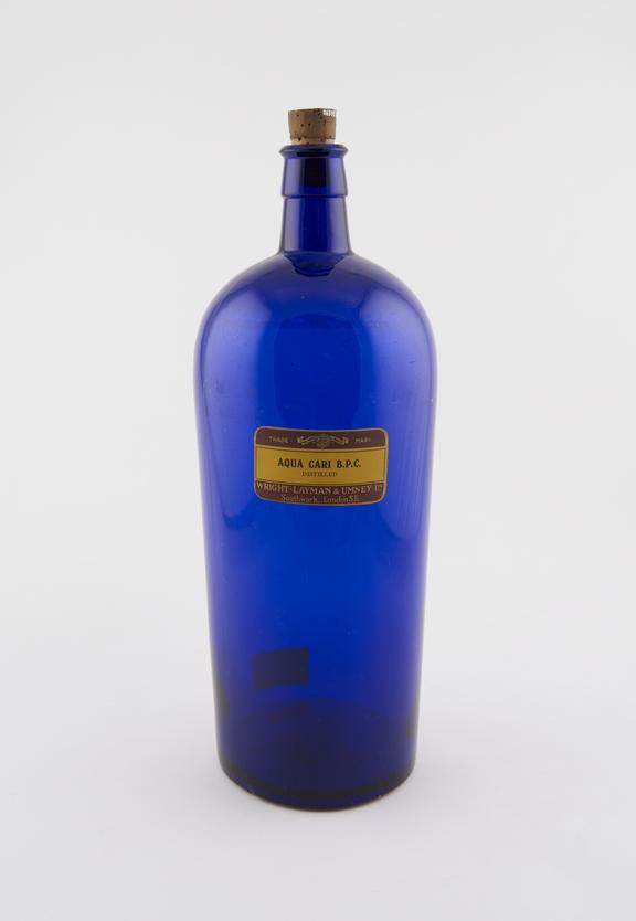 Winchester storage bottle, cobalt blue glass