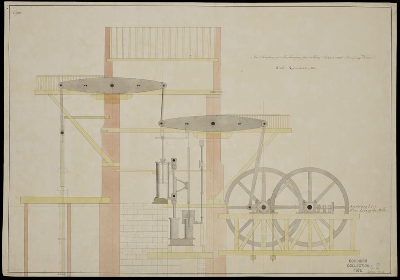 Copy drawing depicting elevation of machinery for rolling