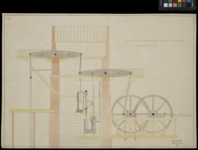 Copy drawing depicting elevation of machinery for rolling
