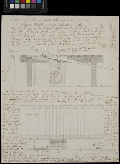 Sketch of a pair of small shears for cutting the edges of copper sheets used for the sheating of ships