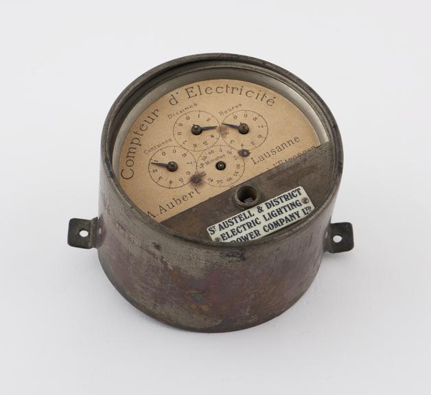 electricity meter, Aubert clock  type, 1890