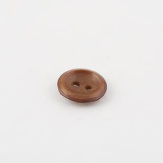 Parkesine button, dark brown, moulded, concavo-convex