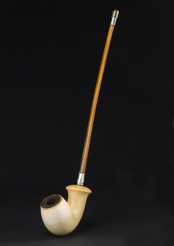 Tobacco pipe, meerschaum with ivory silver mounted stem