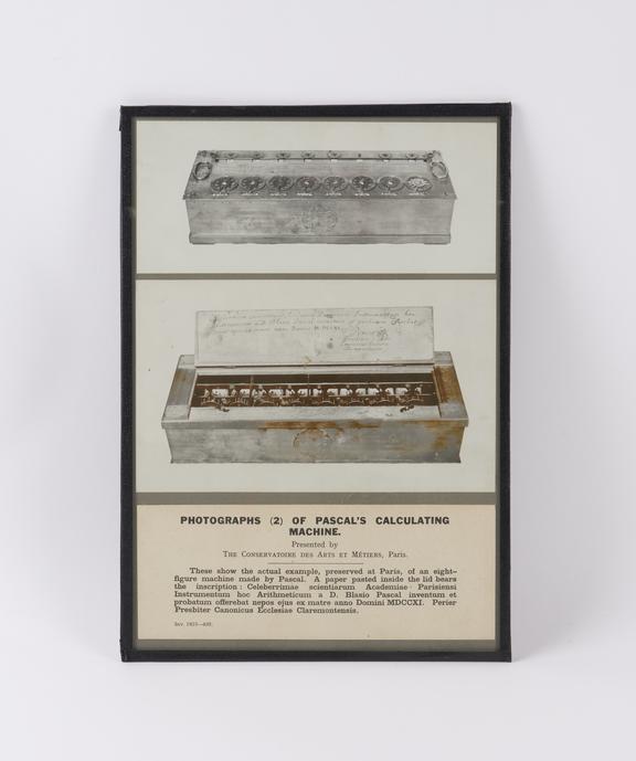 Two photographic prints of Pascal's calculating machine