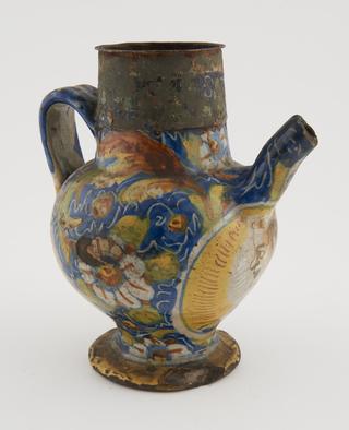 Polychrome tin-glazed earthenware syrupjar, Sicili