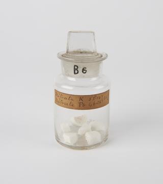 Bottle containing alloy of 53.14% potassium nitrate (nitre) and 46.86% lead nitrate