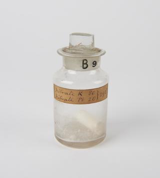 Bottle containing alloy of 80% potassium nitrate (nitre) and 20% lead nitrate