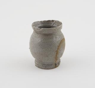 Glazed grey earthenware dispensing pot with straight pedestal base