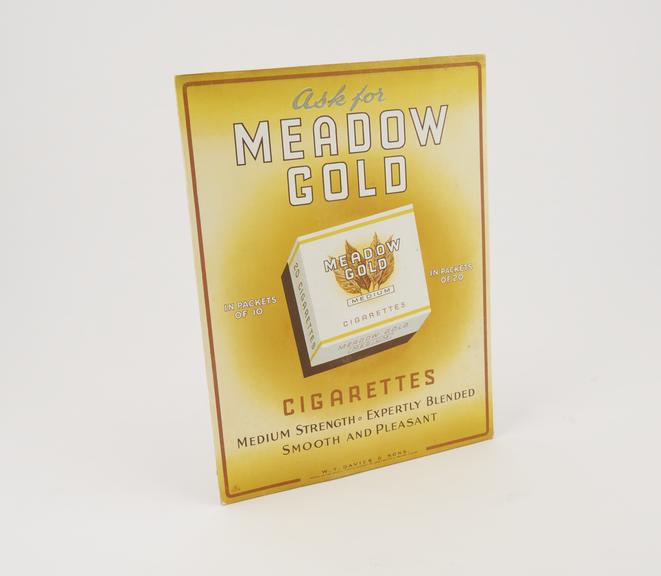 Advertisement for Meadow Gold 'medium' cigarettes, England, 1940-1965