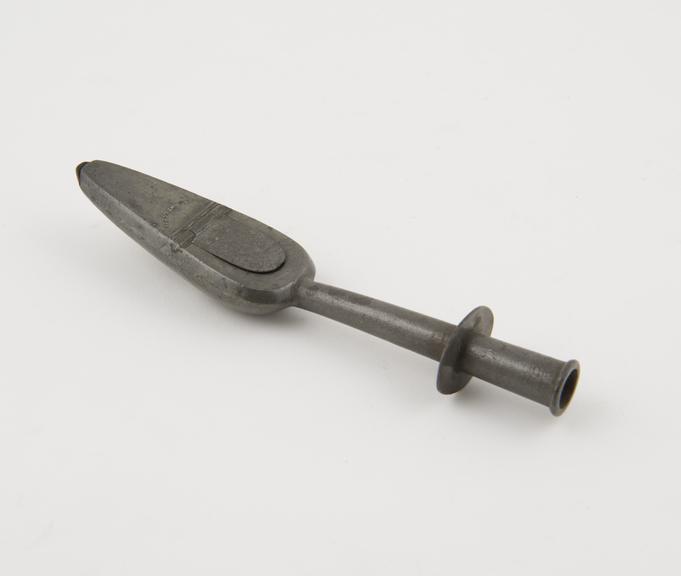 Pewter spoon shaped powder flask