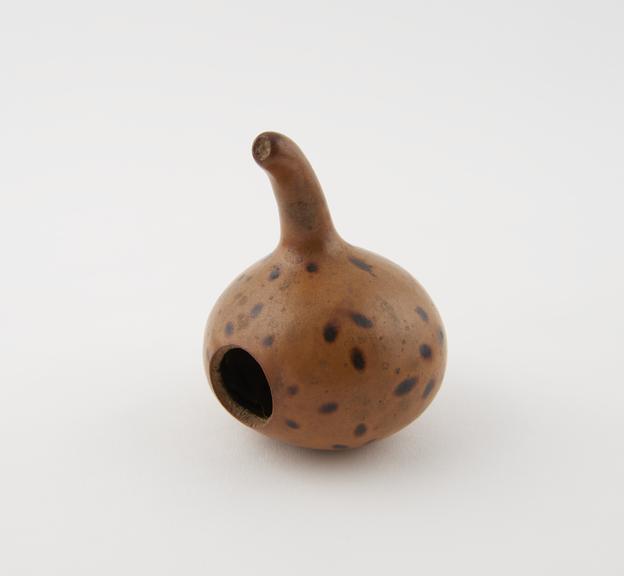 Dappled gourd mate cup with spout-handle, South American