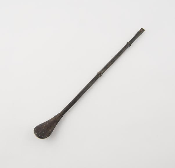 Silver (?) mate spoon, tarnished, South American, 1801-1925