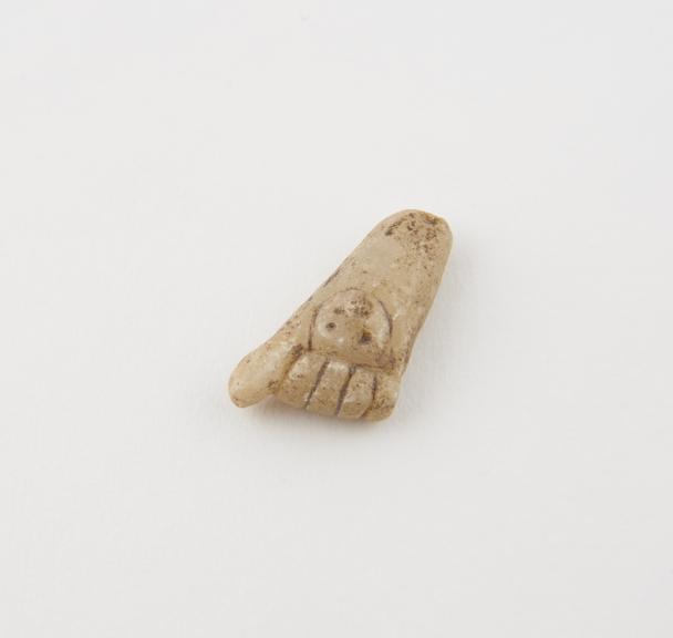 Stone hand amulet, holding disc, South American, 1800-1900