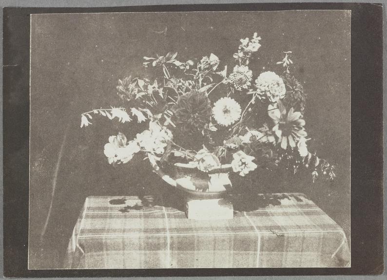 Paper salt print of a still life flower arrangement