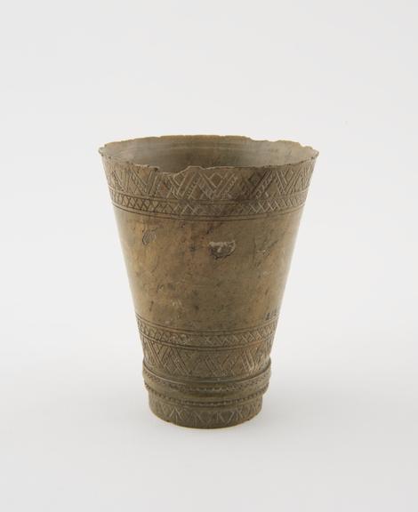 Cup, soapstone, abstract decoration, possibly Eskimo