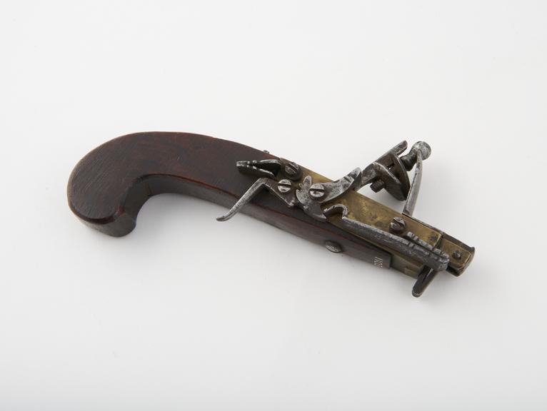 Tinder Pistol, wood stock, iron fittings