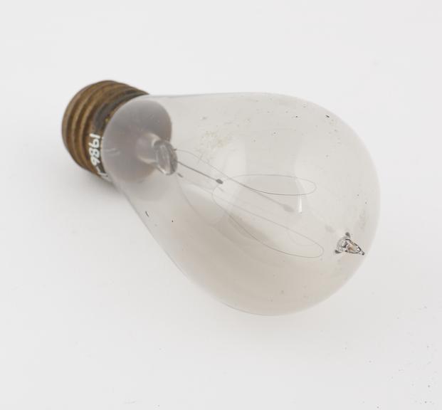 Carbon filament lamp, with external pip, ES base, USA